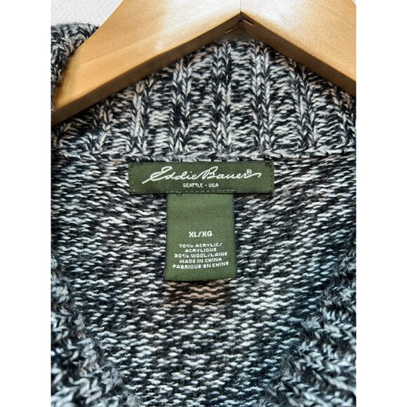 Eddie Bauer Women's Full Zip Preppy Wool Sweater Knit Size XL Gray Pockets - Picture 3 of 11